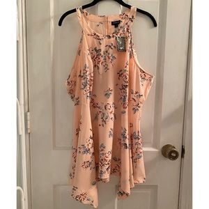 NWT Torrid Floral Halter Neck Empire Waist Handkerchief Hem Goddess Top
